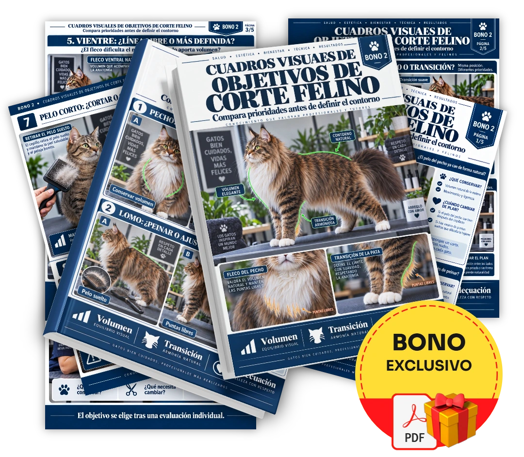 Cuadros visuales de objetivos de cortes felinos